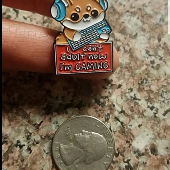 *2 for $13* "Can't Adult Now I'm Gaming" Corgi Dog Enamel Pin - Picture 3 of 3